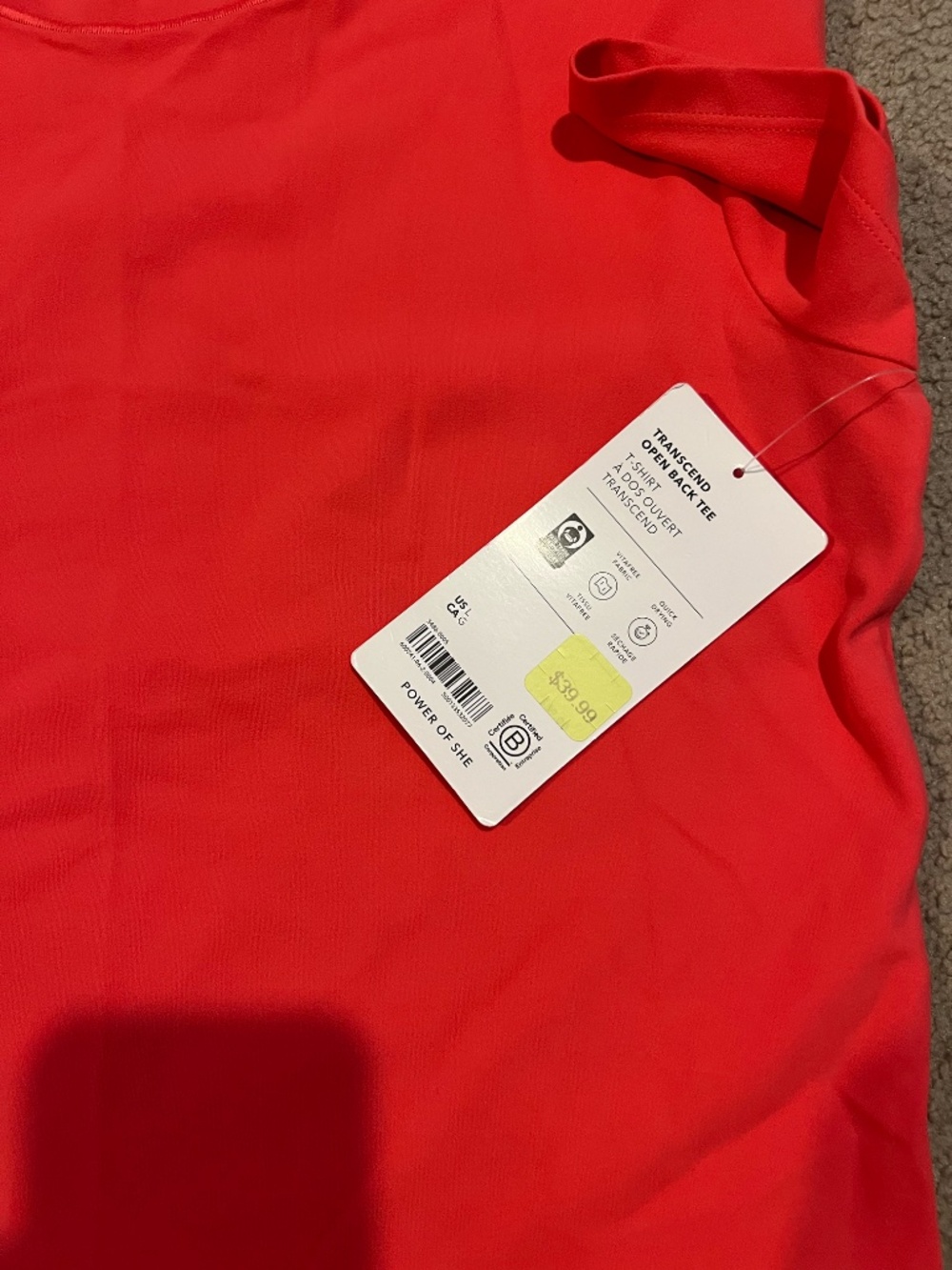 Transcend Open Back Tee. Large. Punch. NWT. - Picture 6 of 10